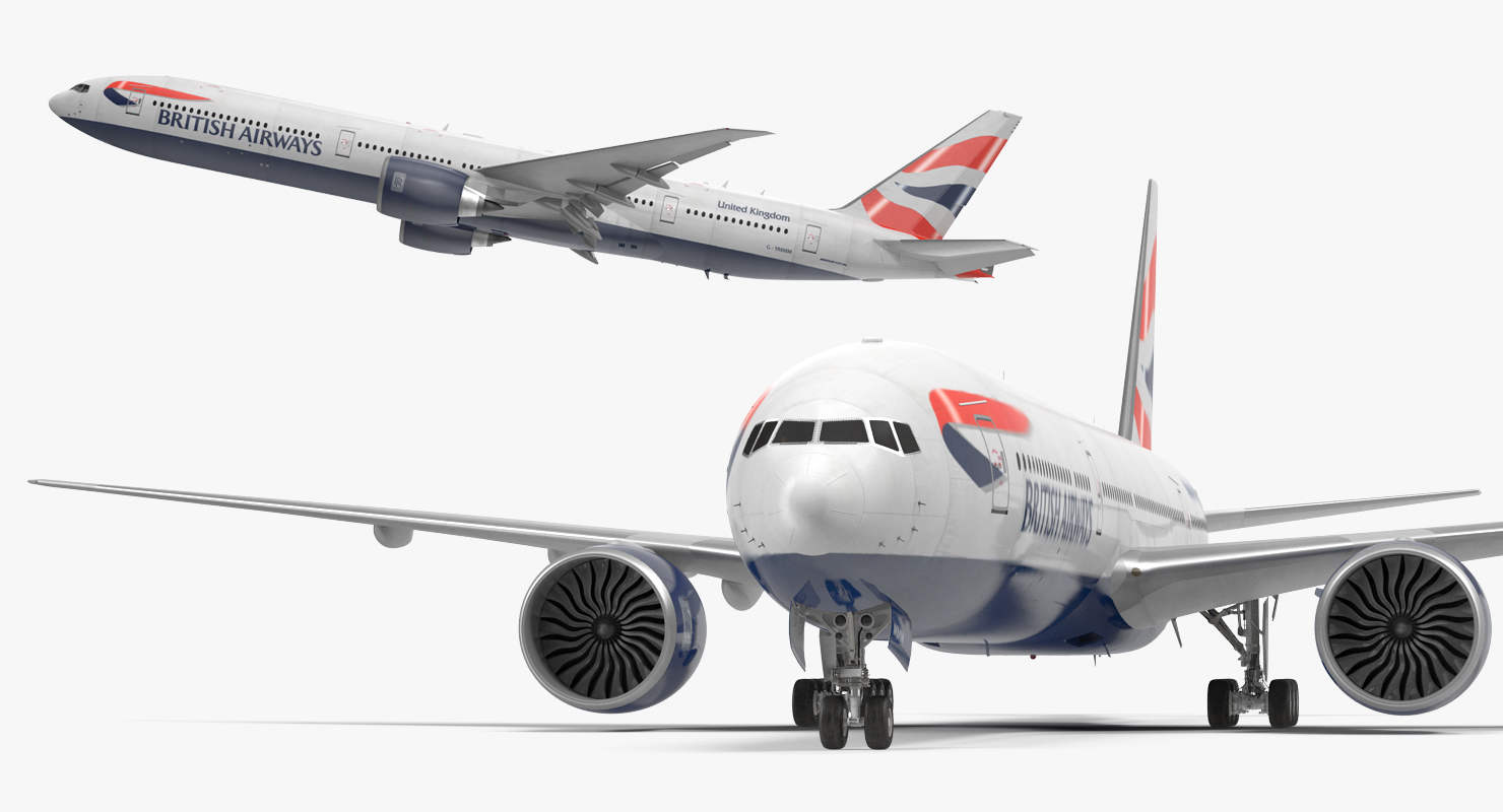 3D Boeing 777 8x British Airways Rigged