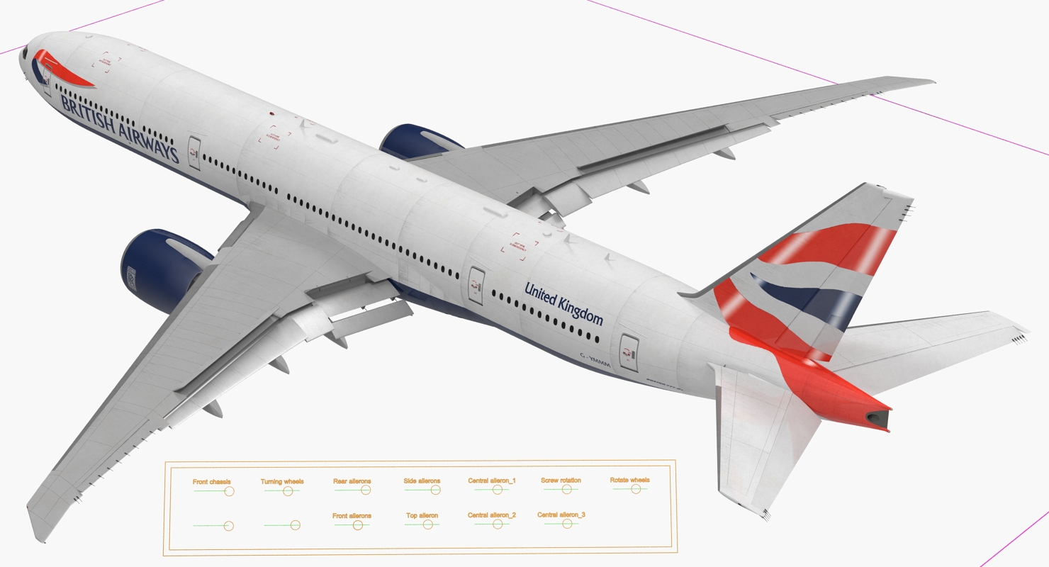 3D Boeing 777 8x British Airways Rigged