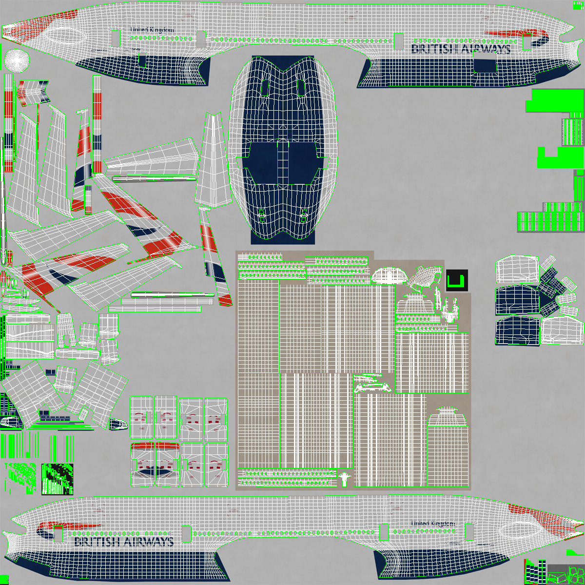 3D Boeing 777 8x British Airways Rigged