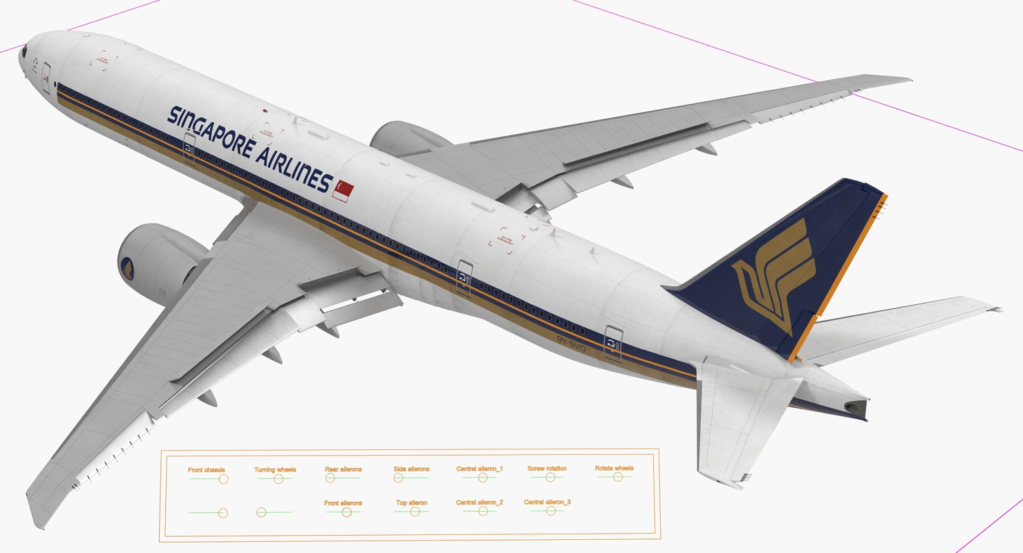 Boeing 777 8x Singapore Airlines Rigged 3D model