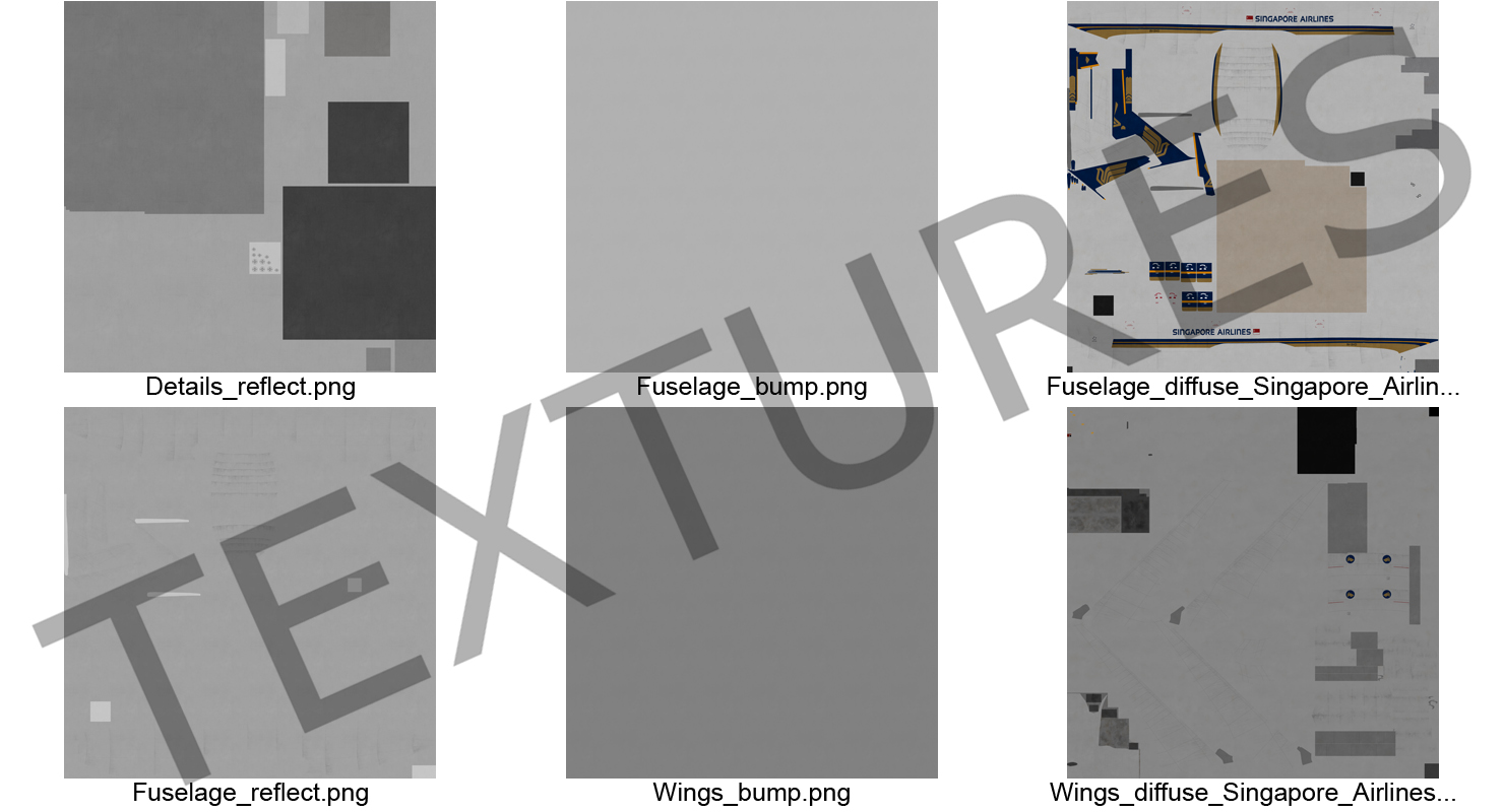 Boeing 777 8x Singapore Airlines Rigged 3D model