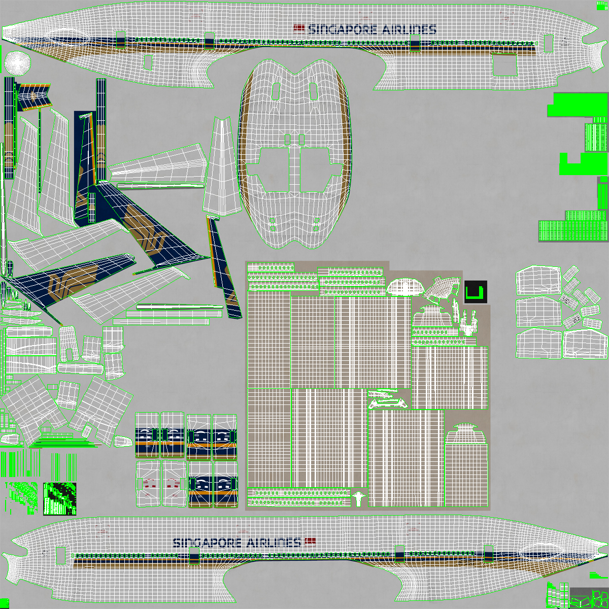 Boeing 777 8x Singapore Airlines Rigged 3D model