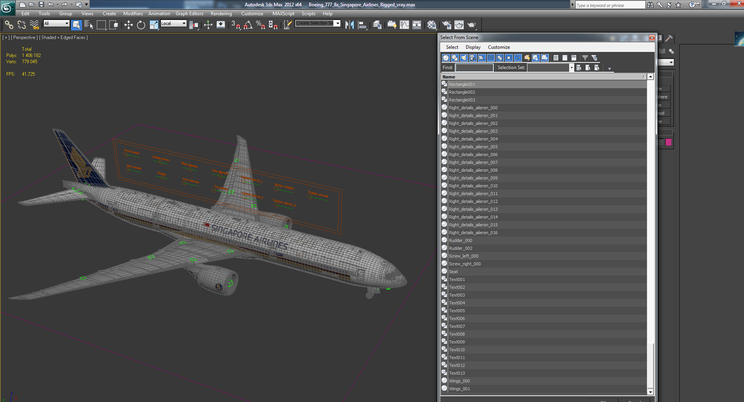 Boeing 777 8x Singapore Airlines Rigged 3D model