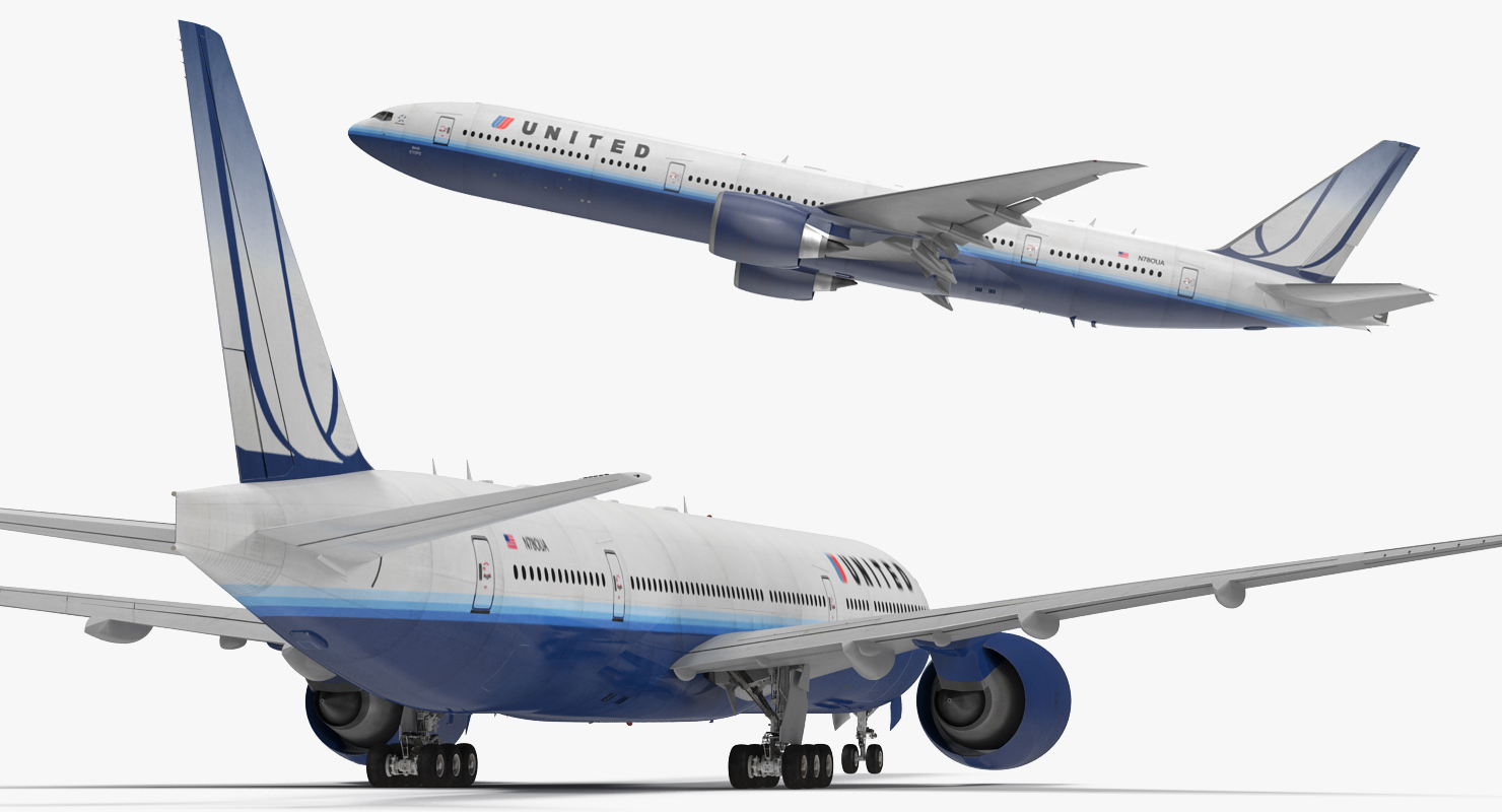 3D Boeing 777 8x United Airlines Rigged