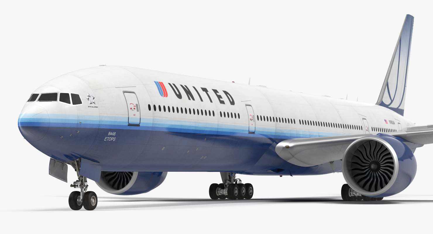 3D Boeing 777 8x United Airlines Rigged