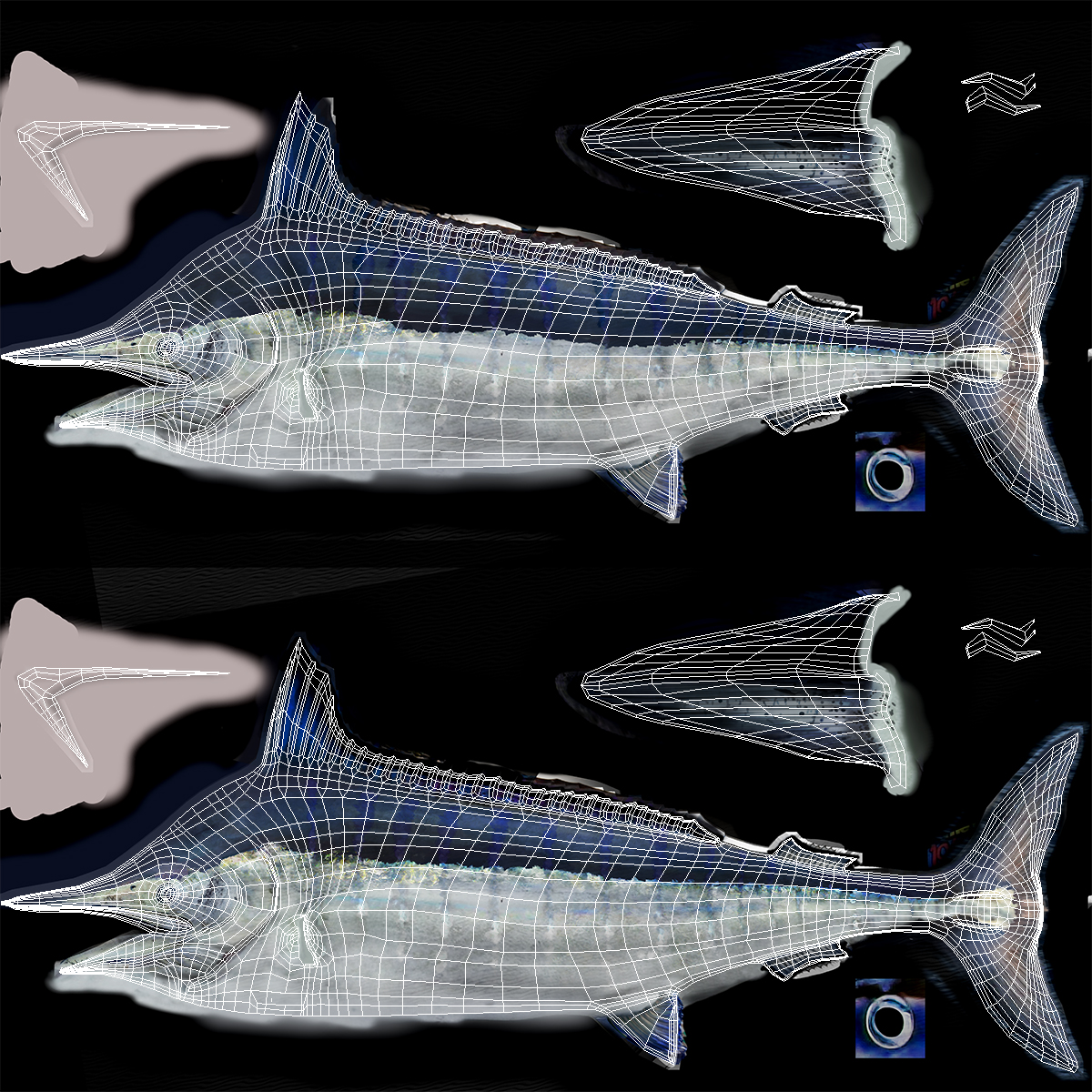 3D Blue Marlin Pose 3 model