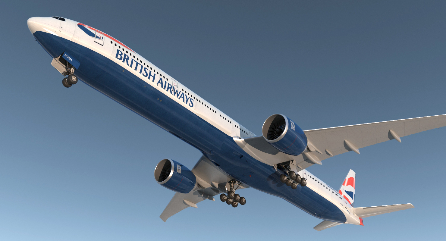 Boeing 777 9x British Airways 3D model