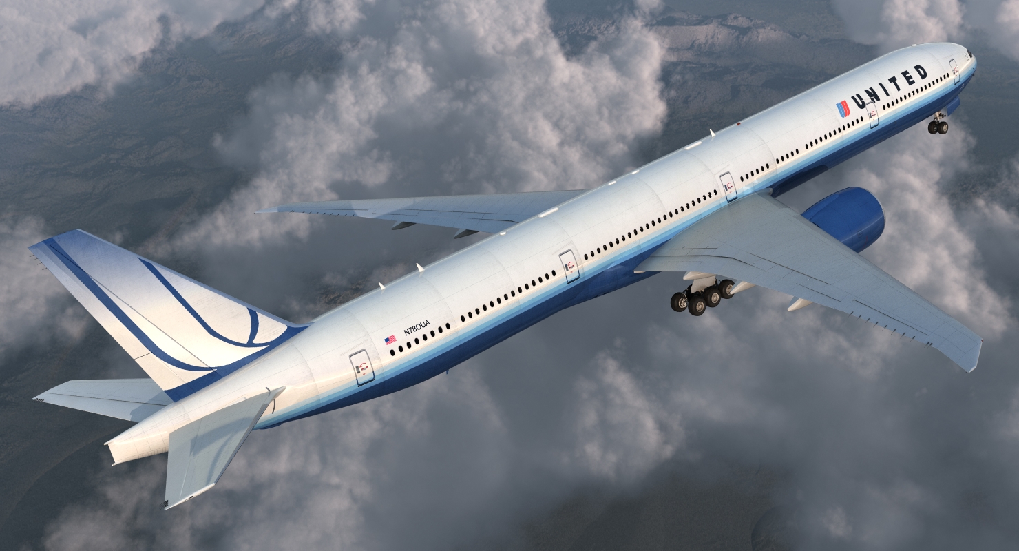 Boeing 777 9x United Airlines 3D model