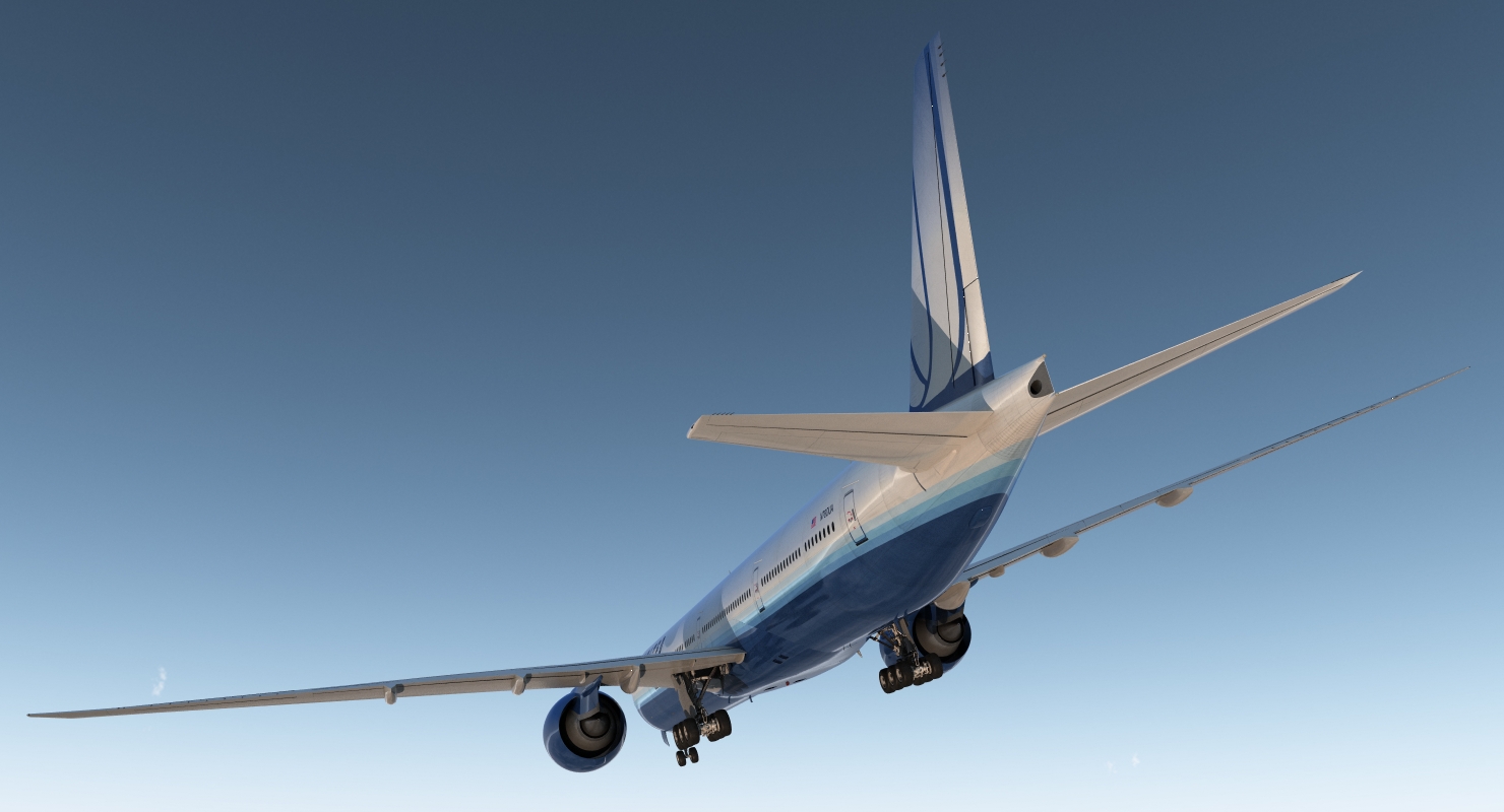 3D Boeing 777 9x United Airlines Rigged