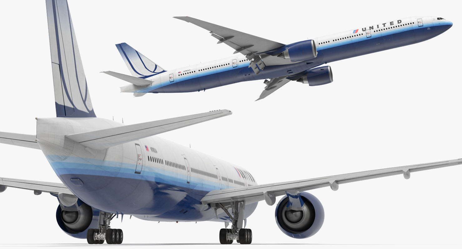 3D Boeing 777 9x United Airlines Rigged