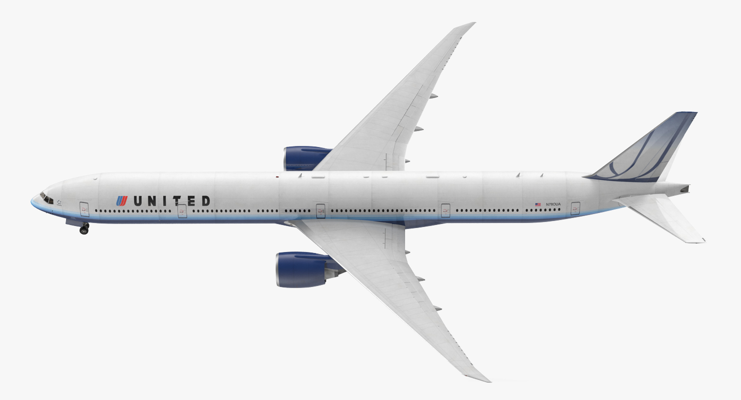 3D Boeing 777 9x United Airlines Rigged