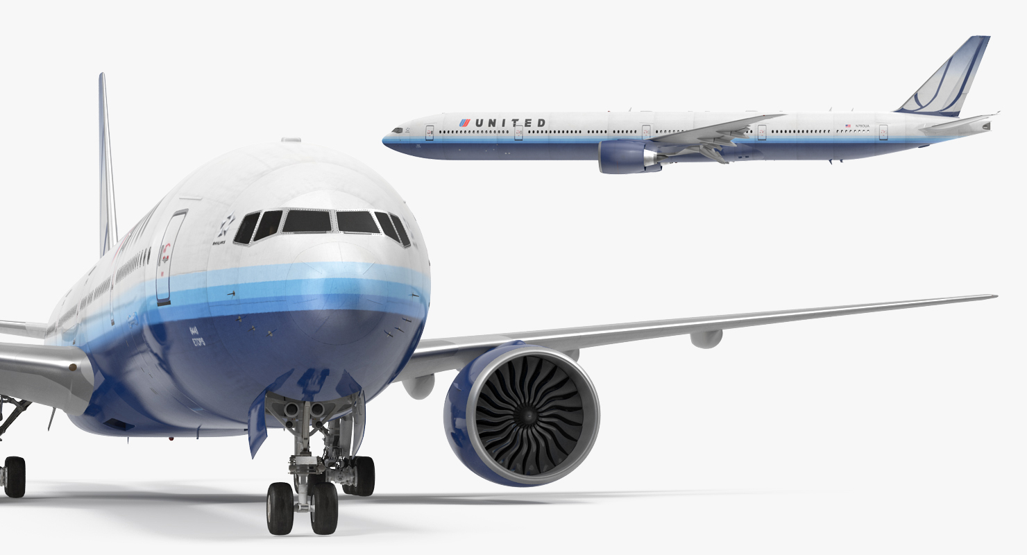 3D Boeing 777 9x United Airlines Rigged