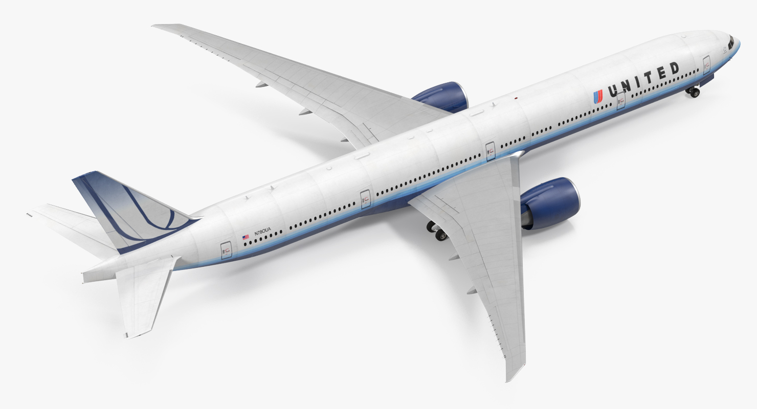 3D Boeing 777 9x United Airlines Rigged