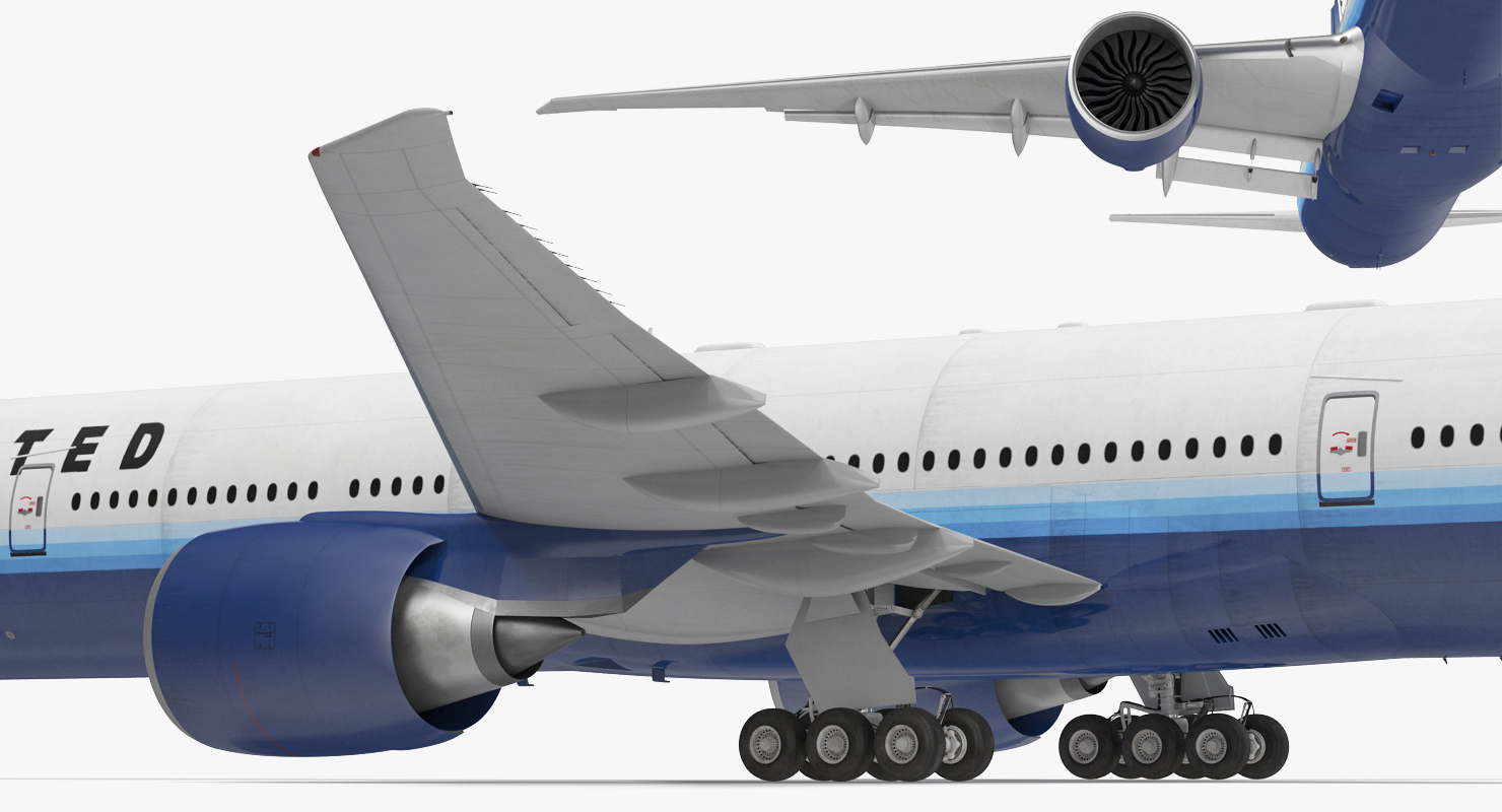 3D Boeing 777 9x United Airlines Rigged