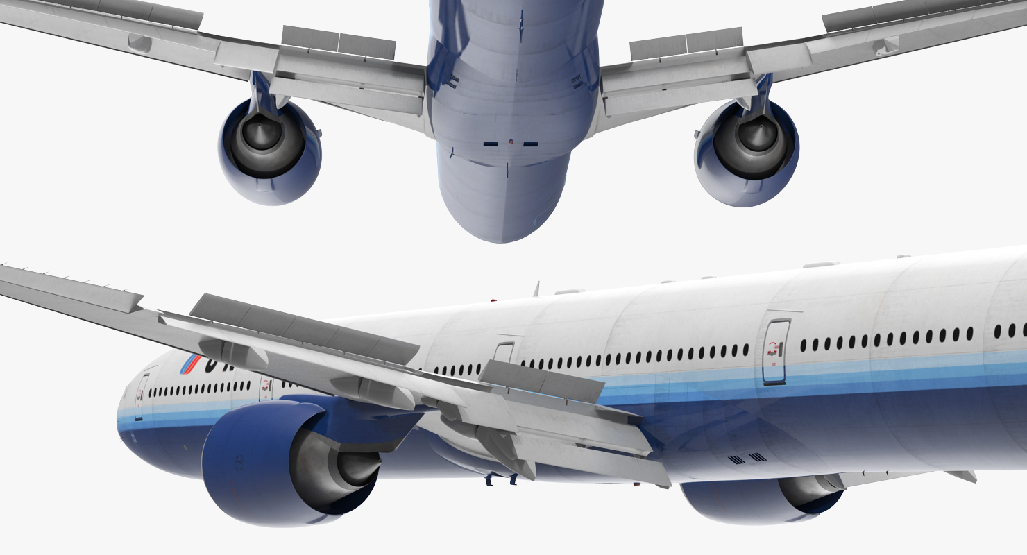 3D Boeing 777 9x United Airlines Rigged