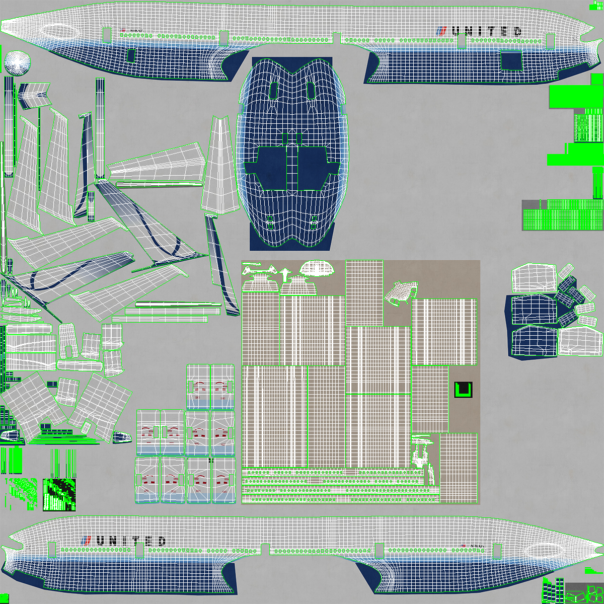 3D Boeing 777 9x United Airlines Rigged