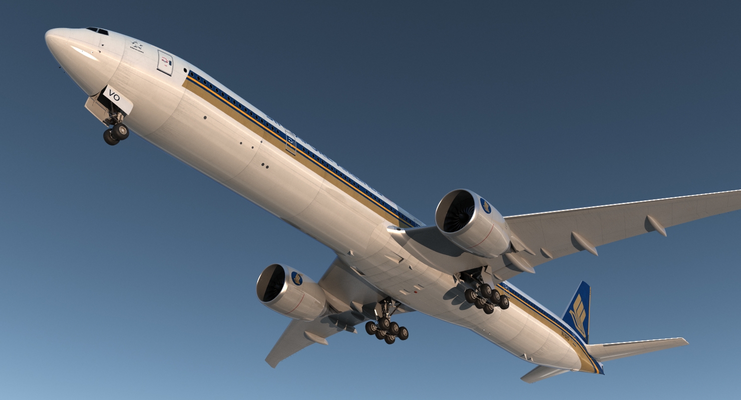 Boeing 777 9x Singapore Airlines Rigged 3D model