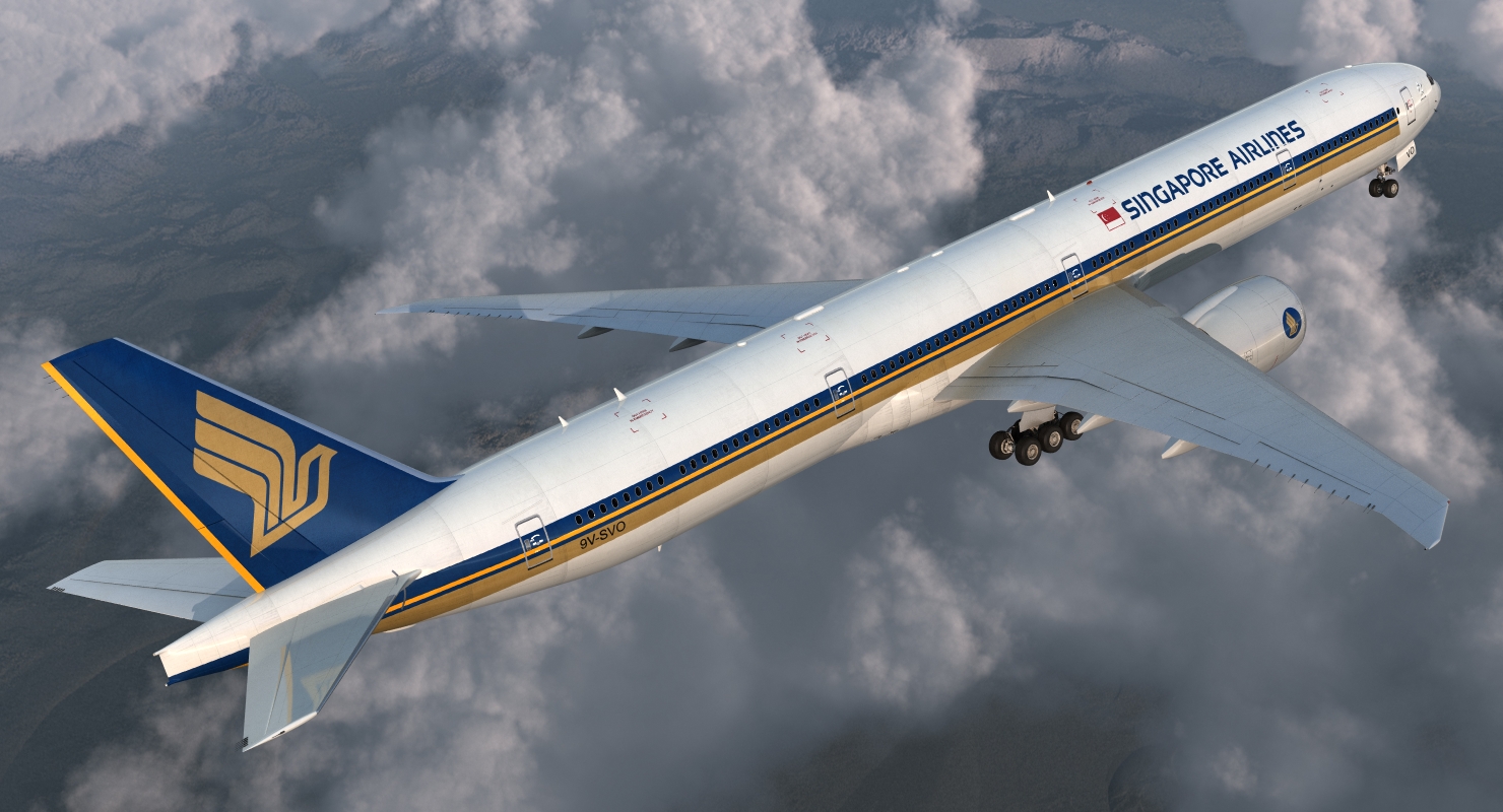 Boeing 777 9x Singapore Airlines Rigged 3D model