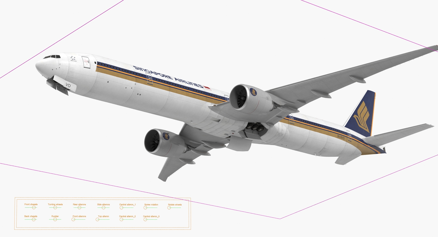 Boeing 777 9x Singapore Airlines Rigged 3D model