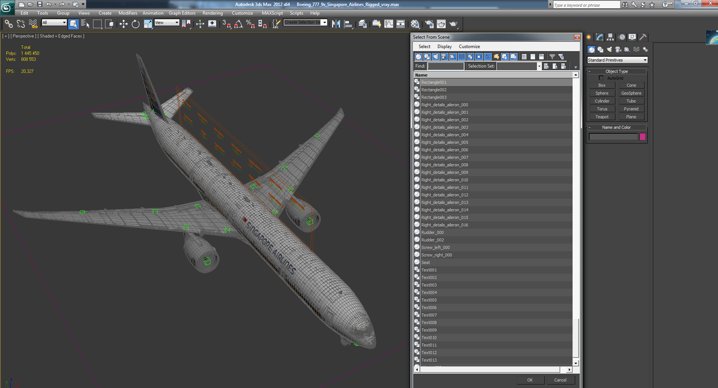 Boeing 777 9x Singapore Airlines Rigged 3D model