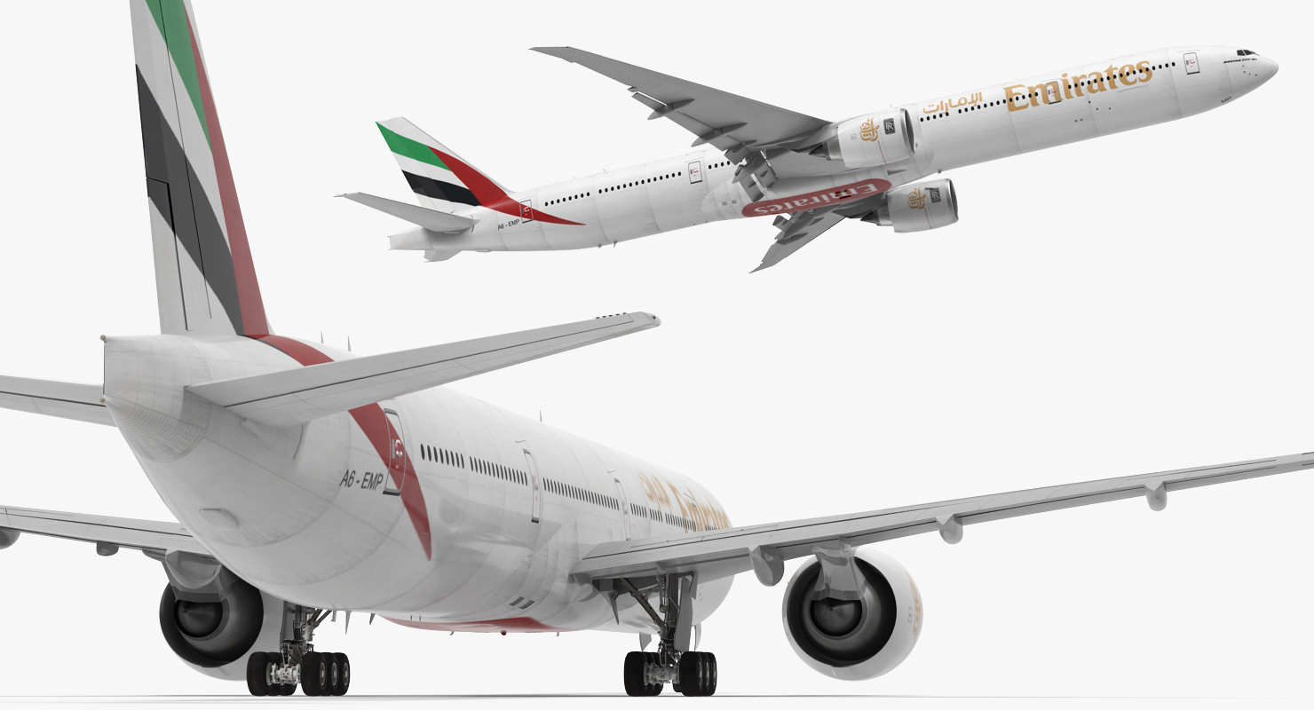 3D Boeing 777 9x Emirates Airlines Rigged model