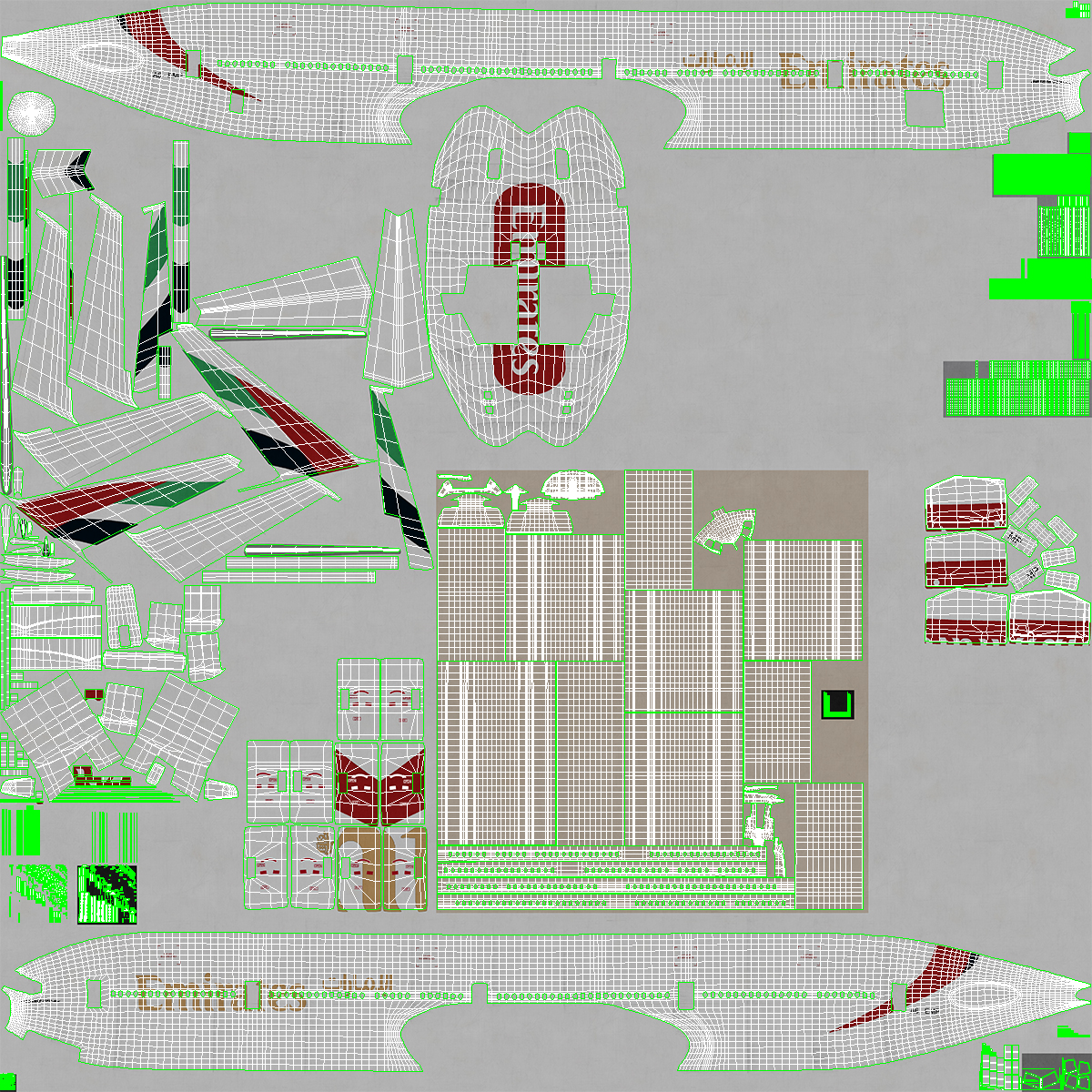 3D Boeing 777 9x Emirates Airlines Rigged model