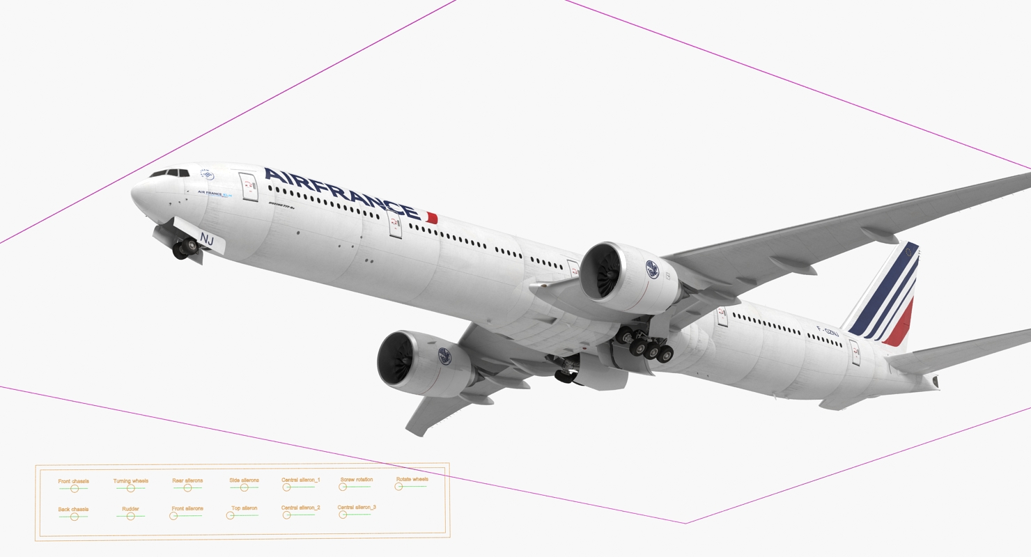 3D Boeing 777 9x Air France Rigged