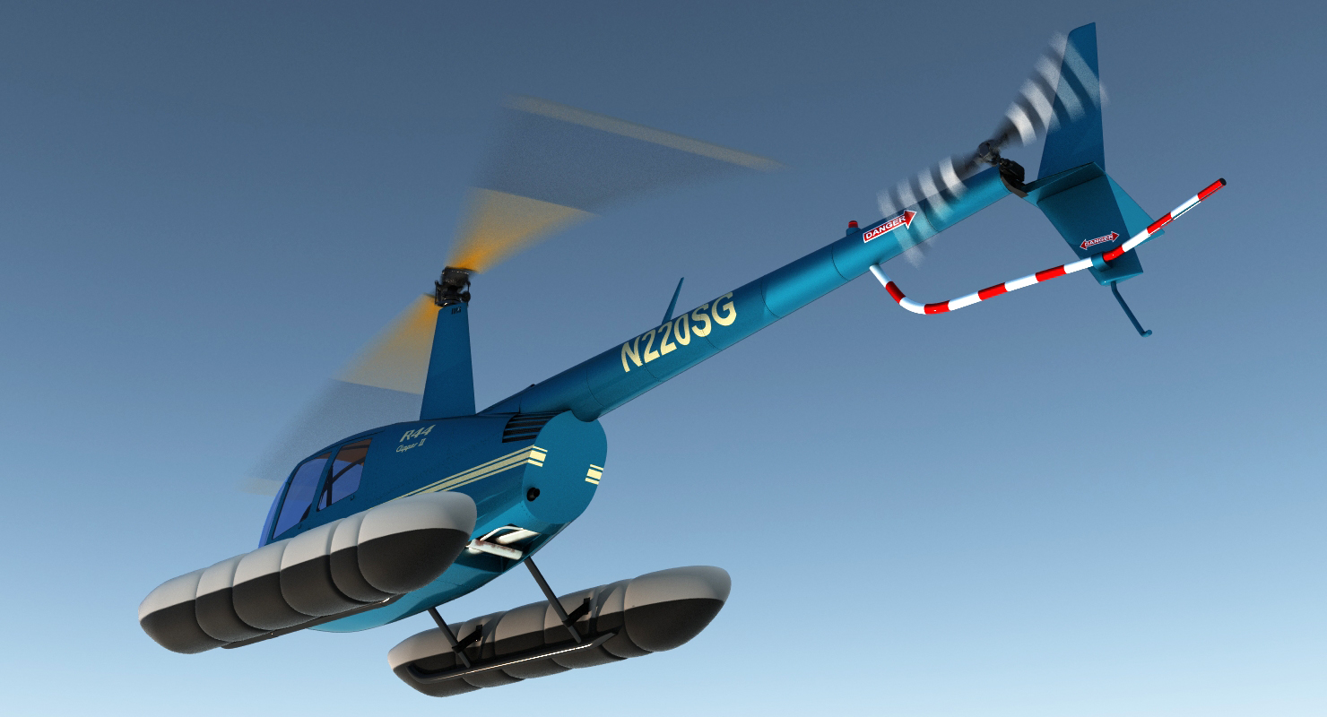 3D model Helicopter Robinson R44 With Floats