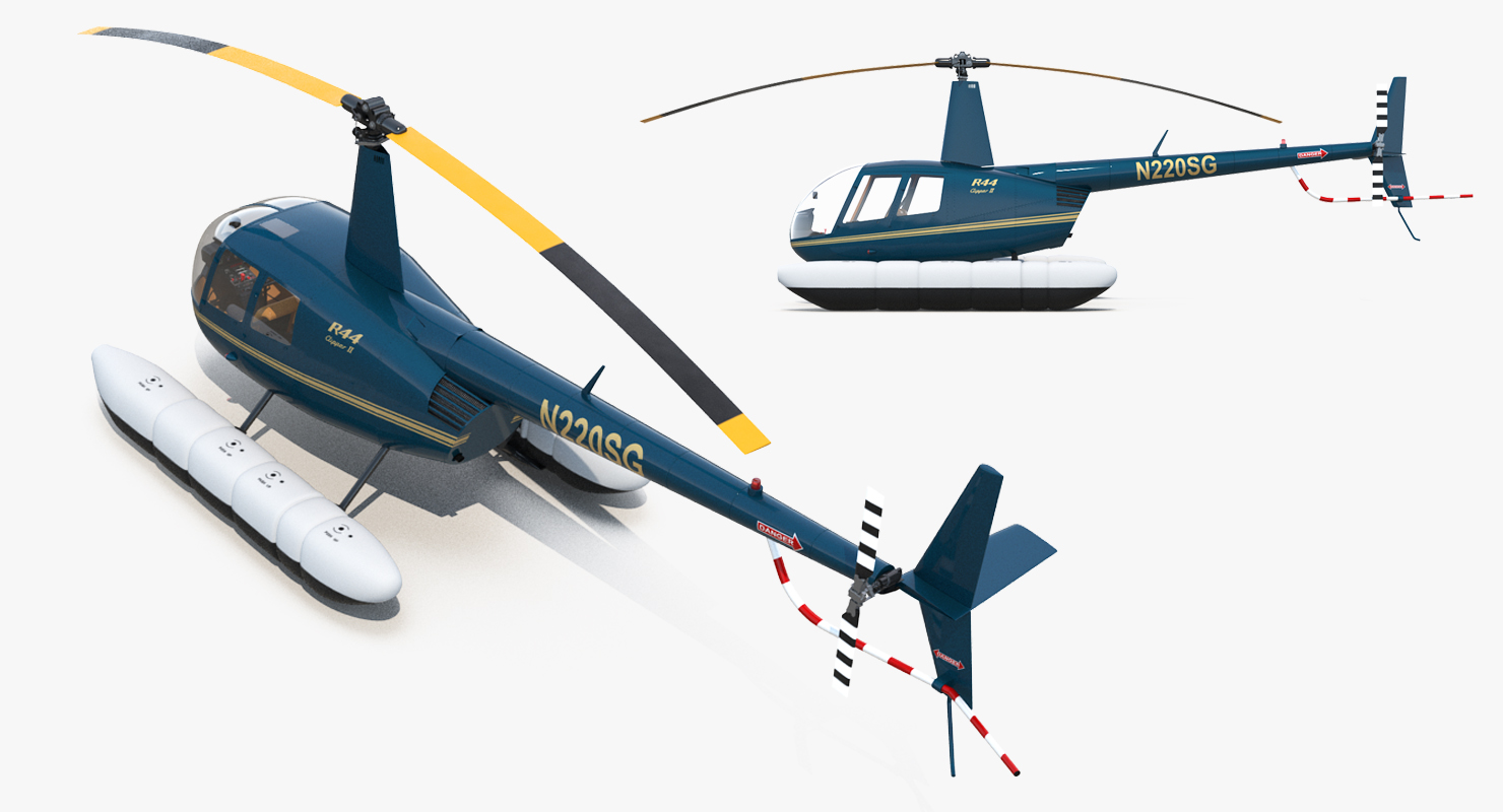 3D model Helicopter Robinson R44 With Floats