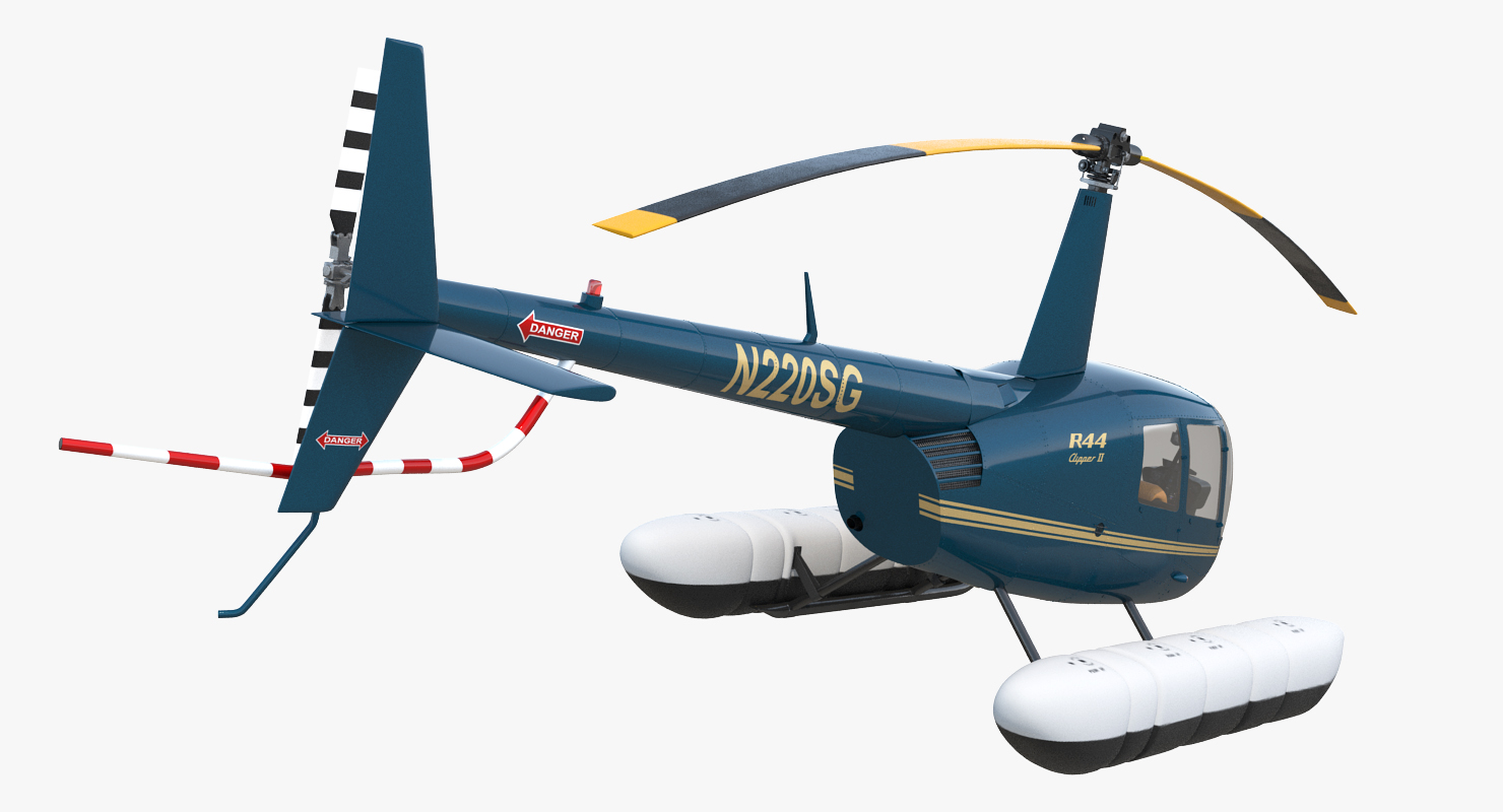 3D model Helicopter Robinson R44 With Floats