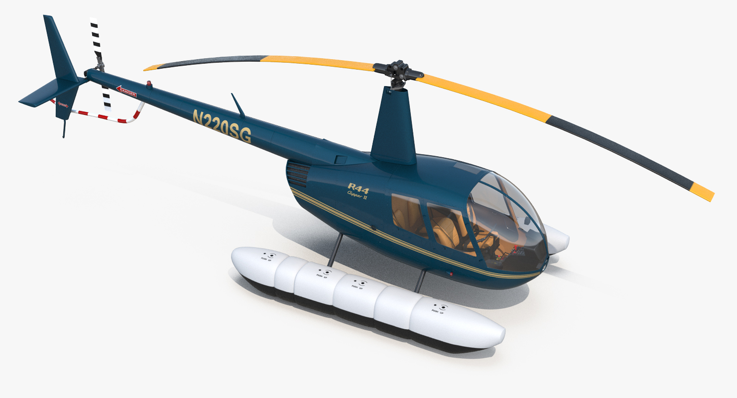 3D model Helicopter Robinson R44 With Floats