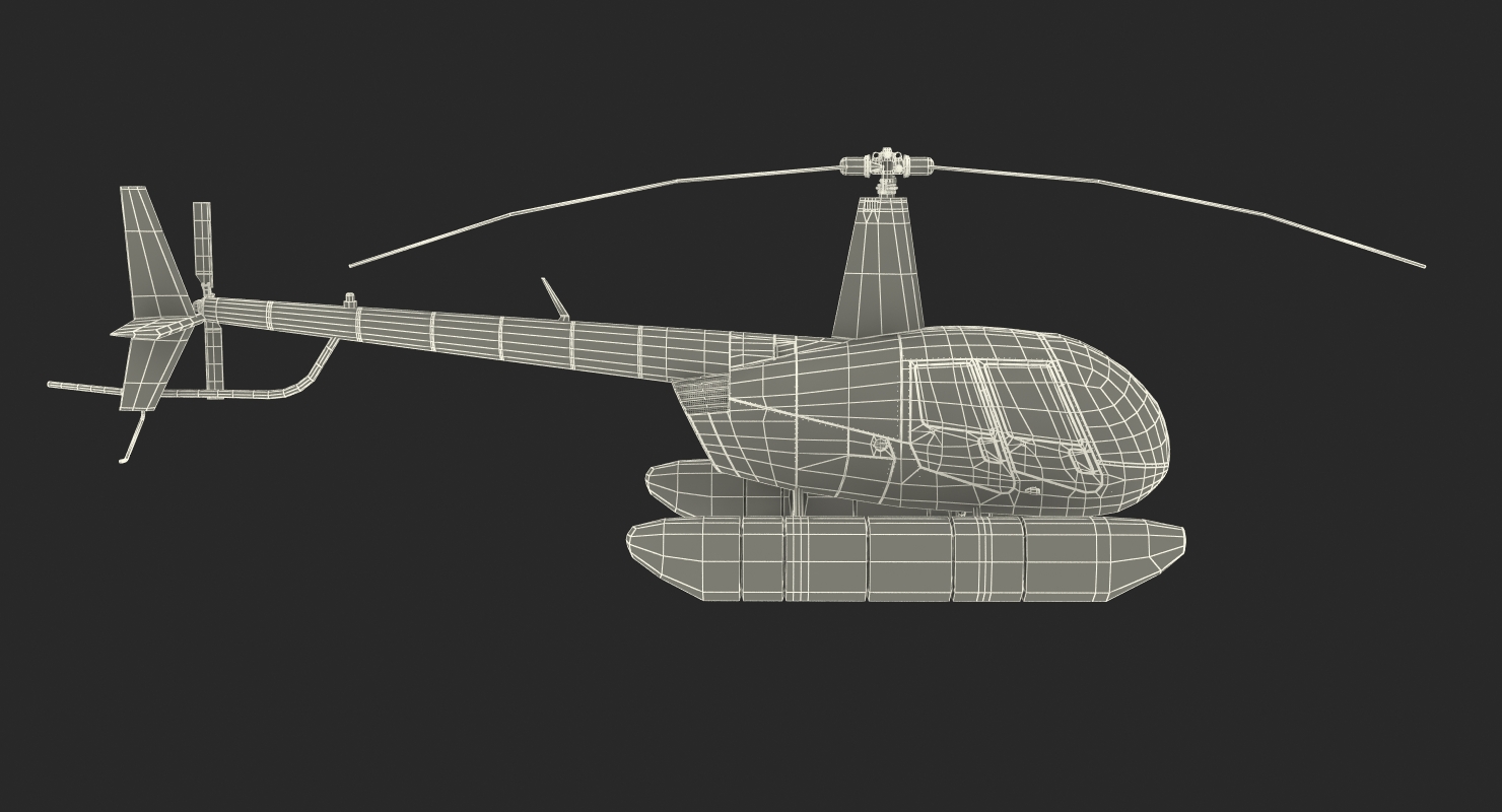 3D model Helicopter Robinson R44 With Floats