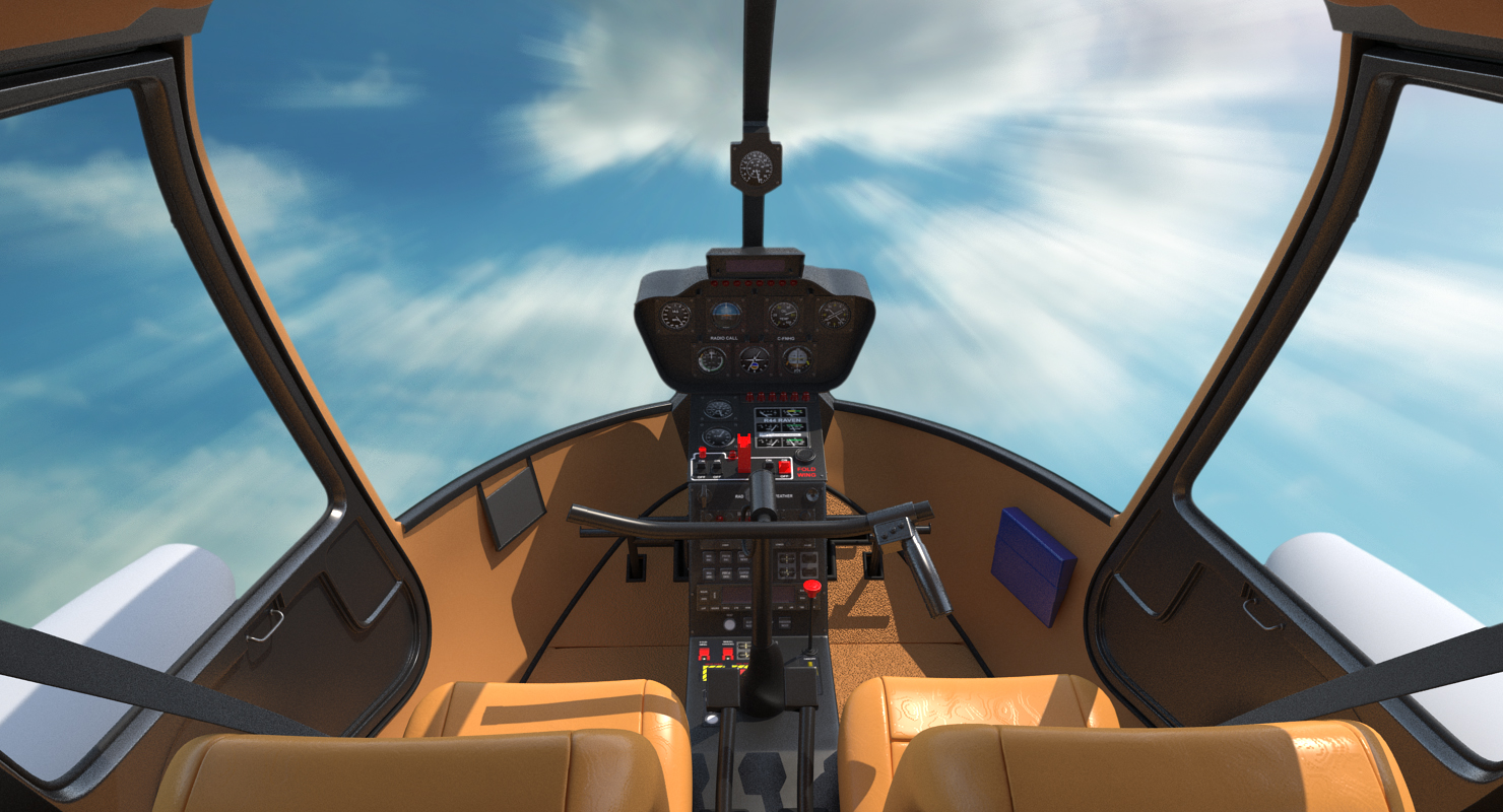 Helicopter Robinson R44 With Floats Rigged 3D