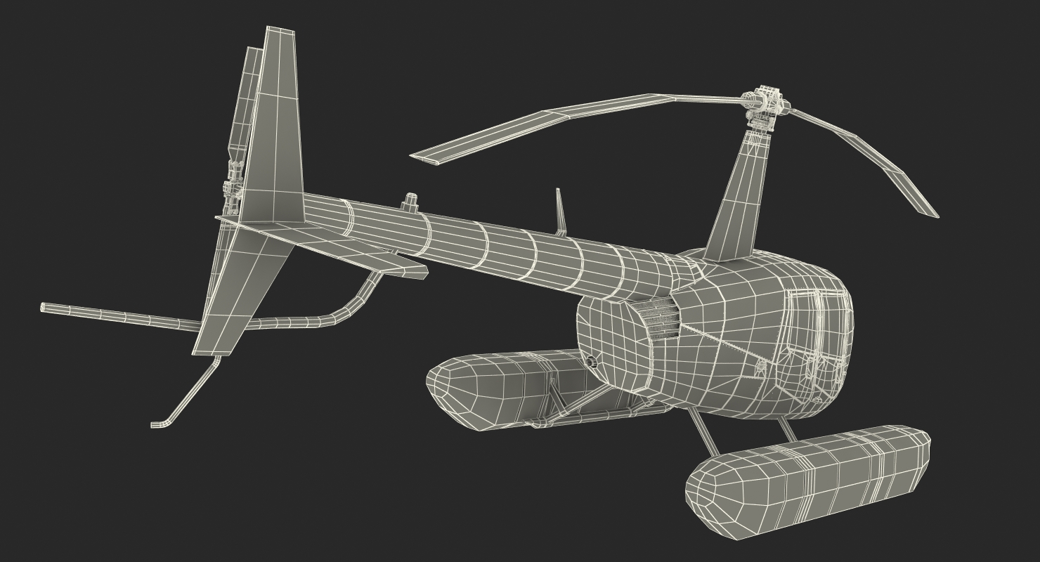 Helicopter Robinson R44 With Floats Rigged 3D