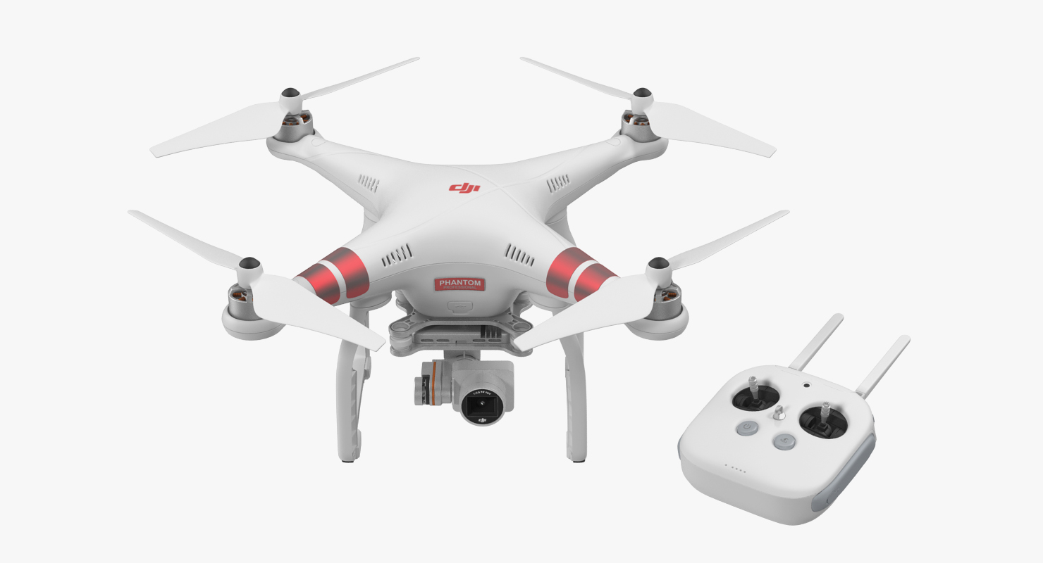 3D model DJI Phantom 3 Professional Quadcopter Set Red