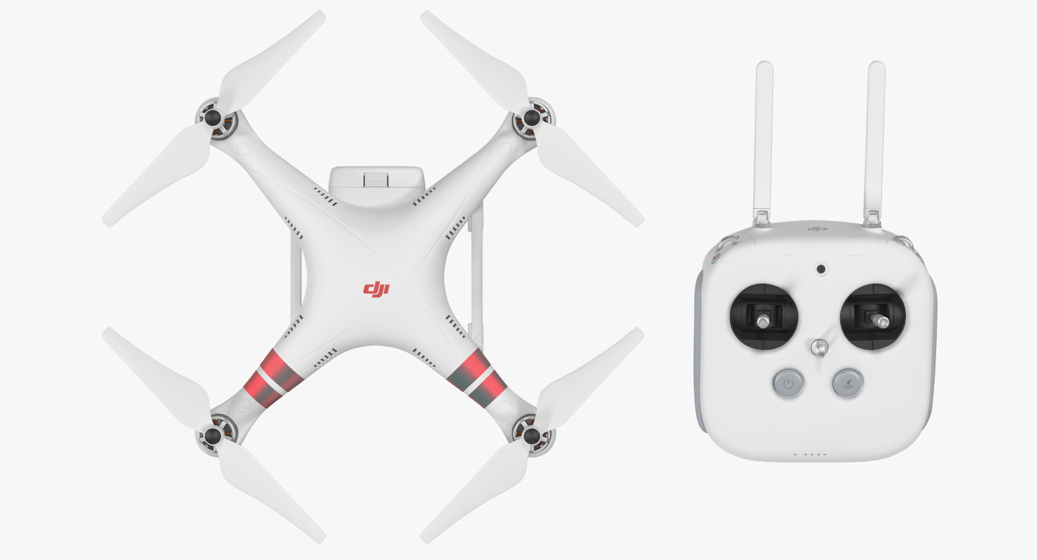 3D model DJI Phantom 3 Professional Quadcopter Set Red