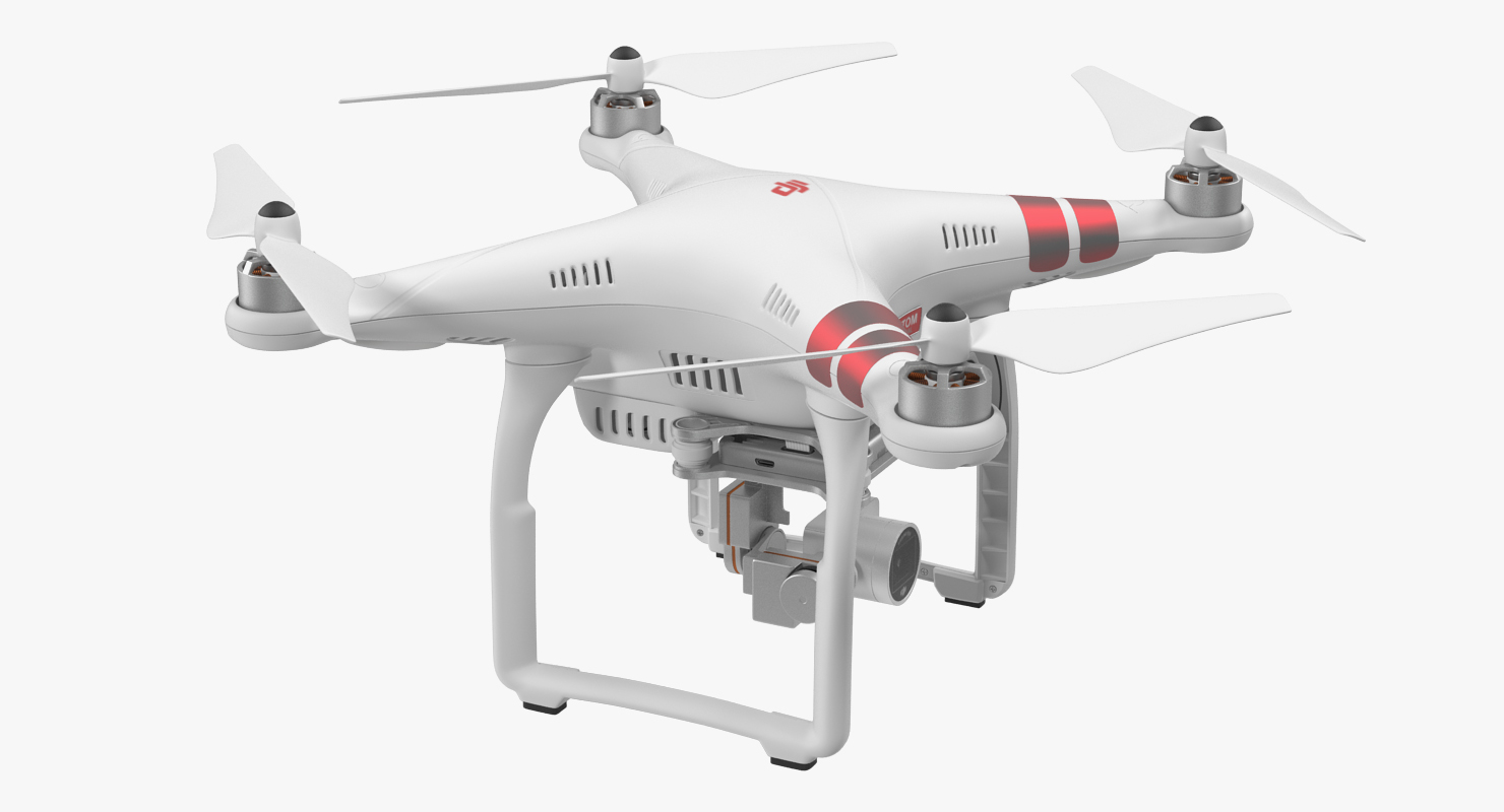 3D DJI Phantom 3 Professional Quadcopter Red