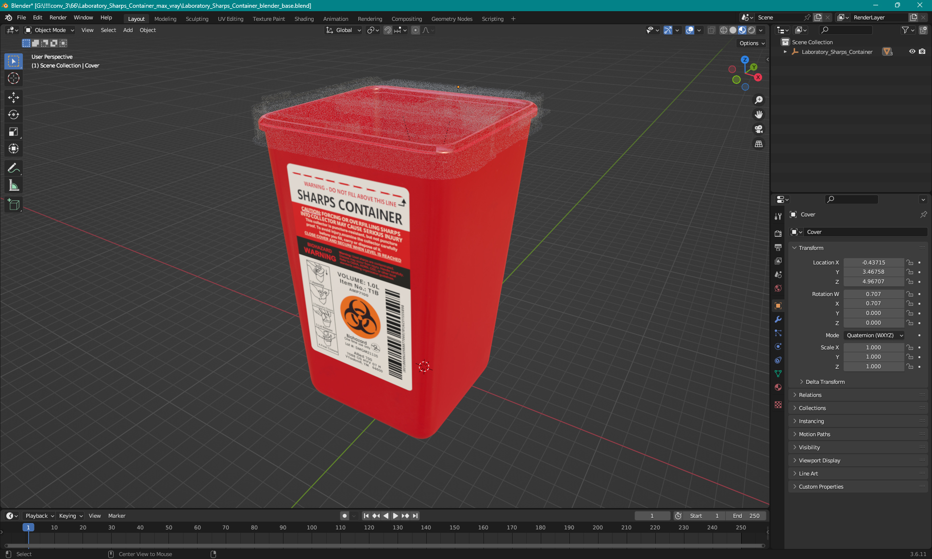 Laboratory Sharps Container 3D