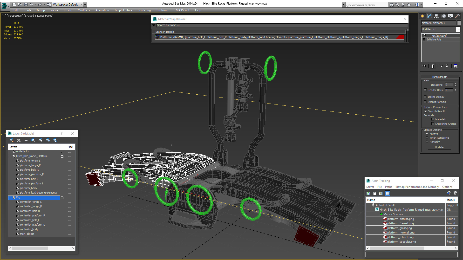 Hitch Bike Racks Platform Rigged 3D