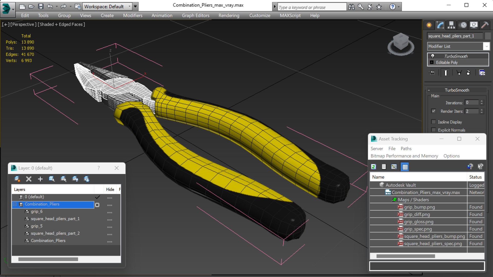 3D Combination Pliers model