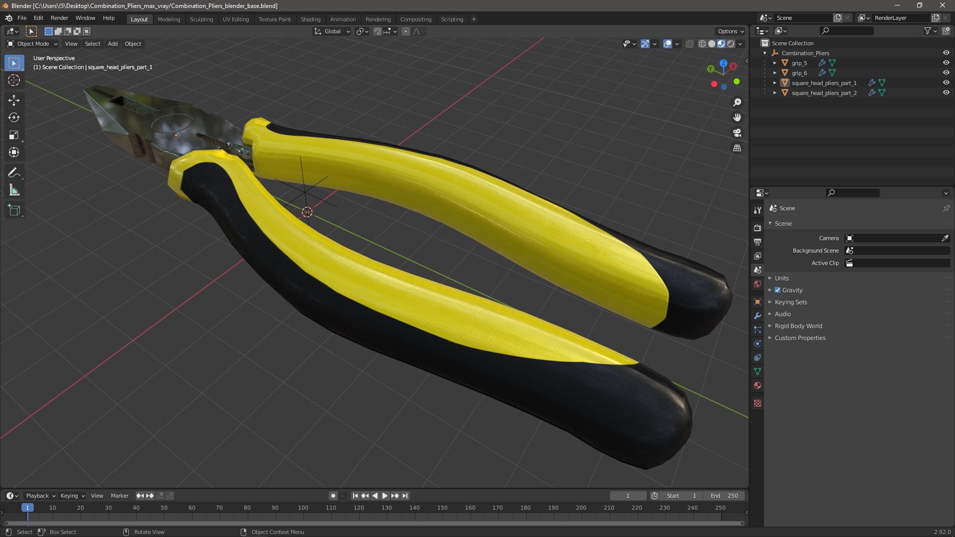 3D Combination Pliers model