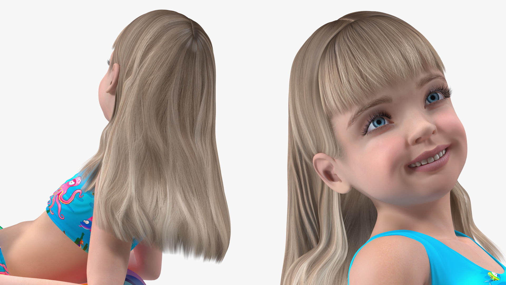 3D Child Girl Beach Style Rigged for Cinema 4D model