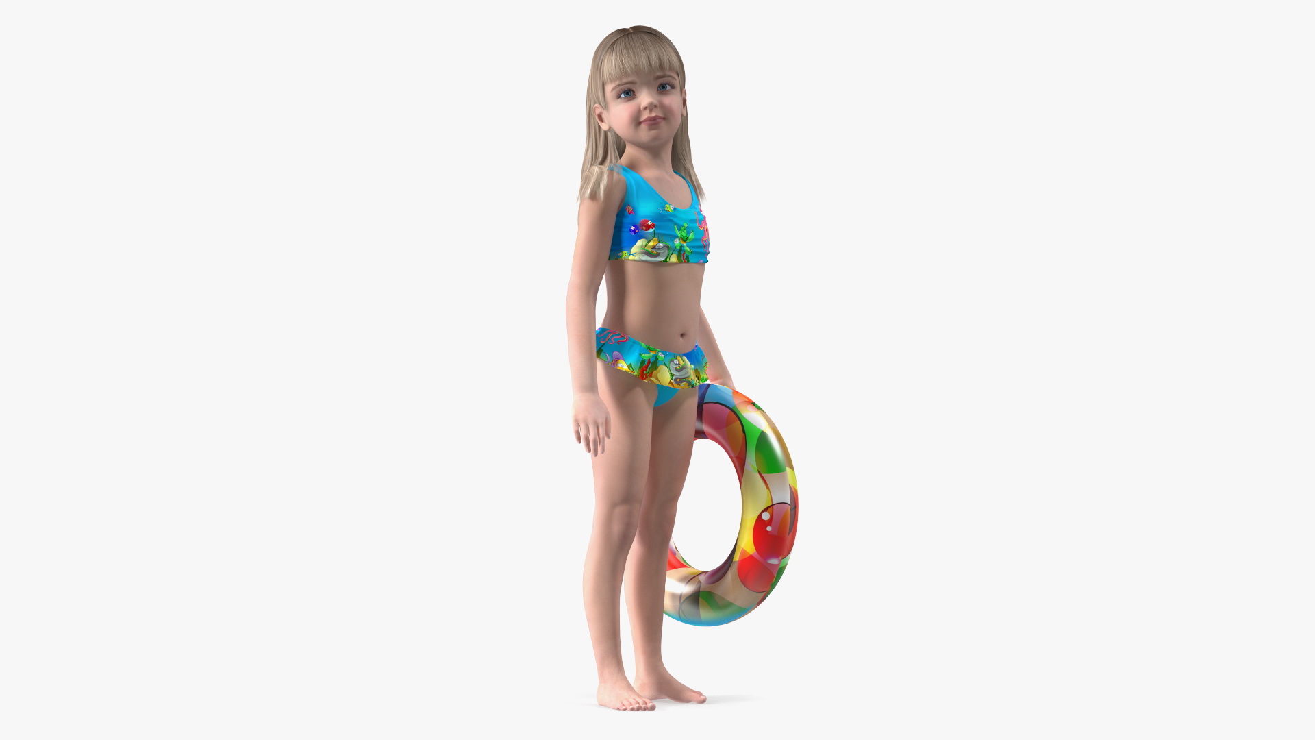 3D Child Girl Beach Style Rigged for Cinema 4D model