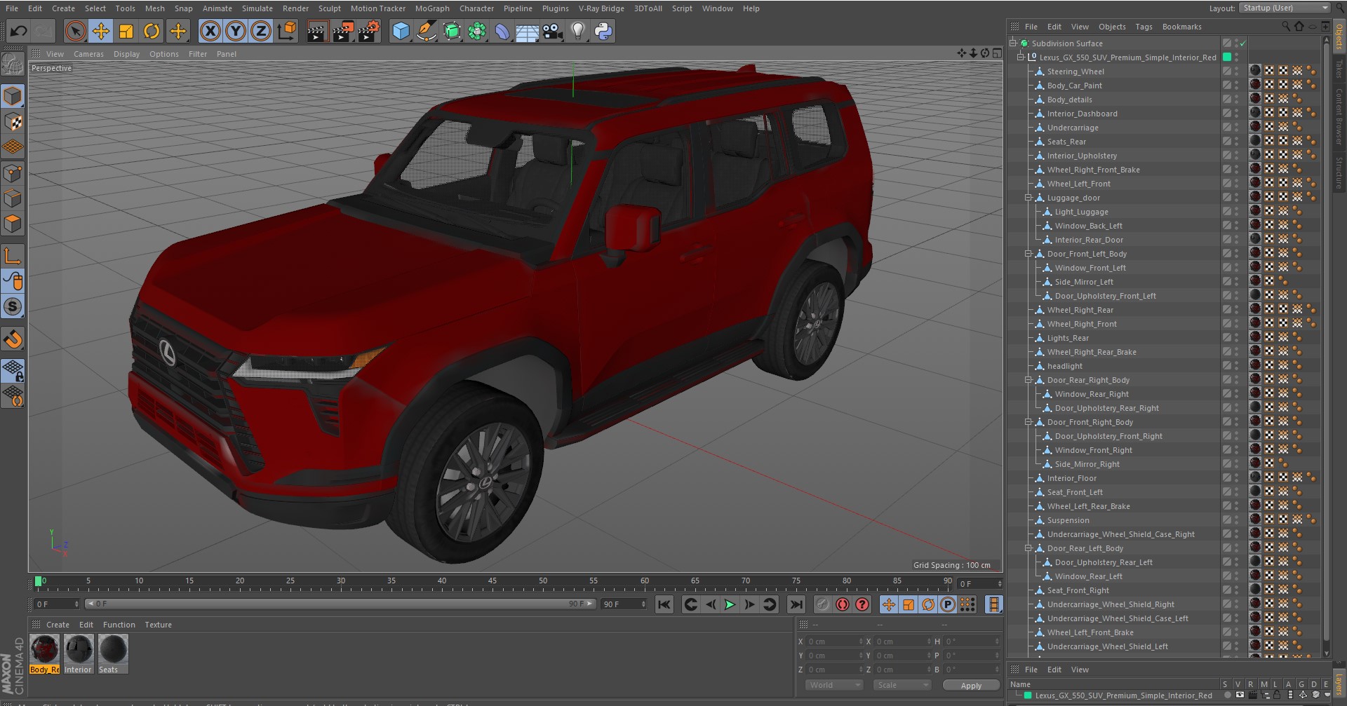 Lexus GX 550 SUV Premium Simple Interior Red 3D model