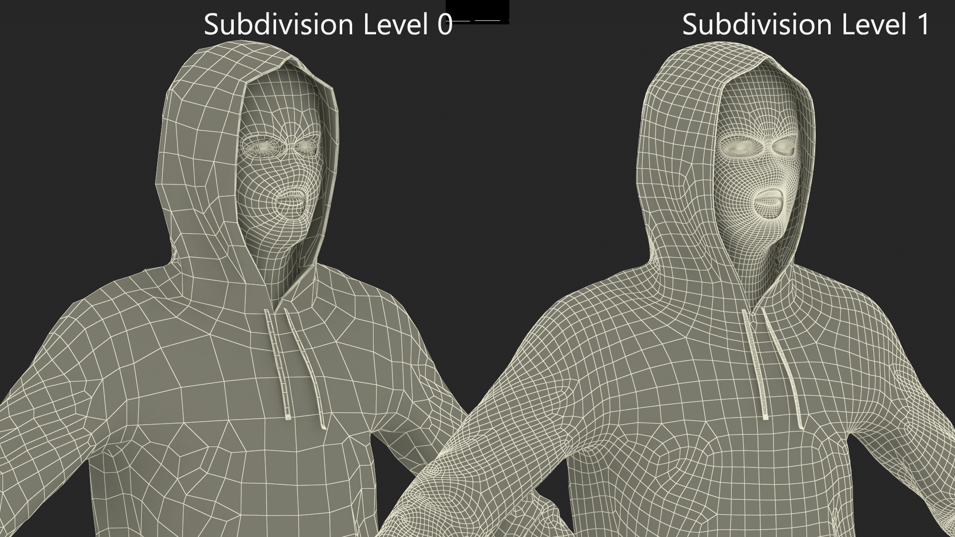 3D model Robber Wearing Mask and Hood Rigged