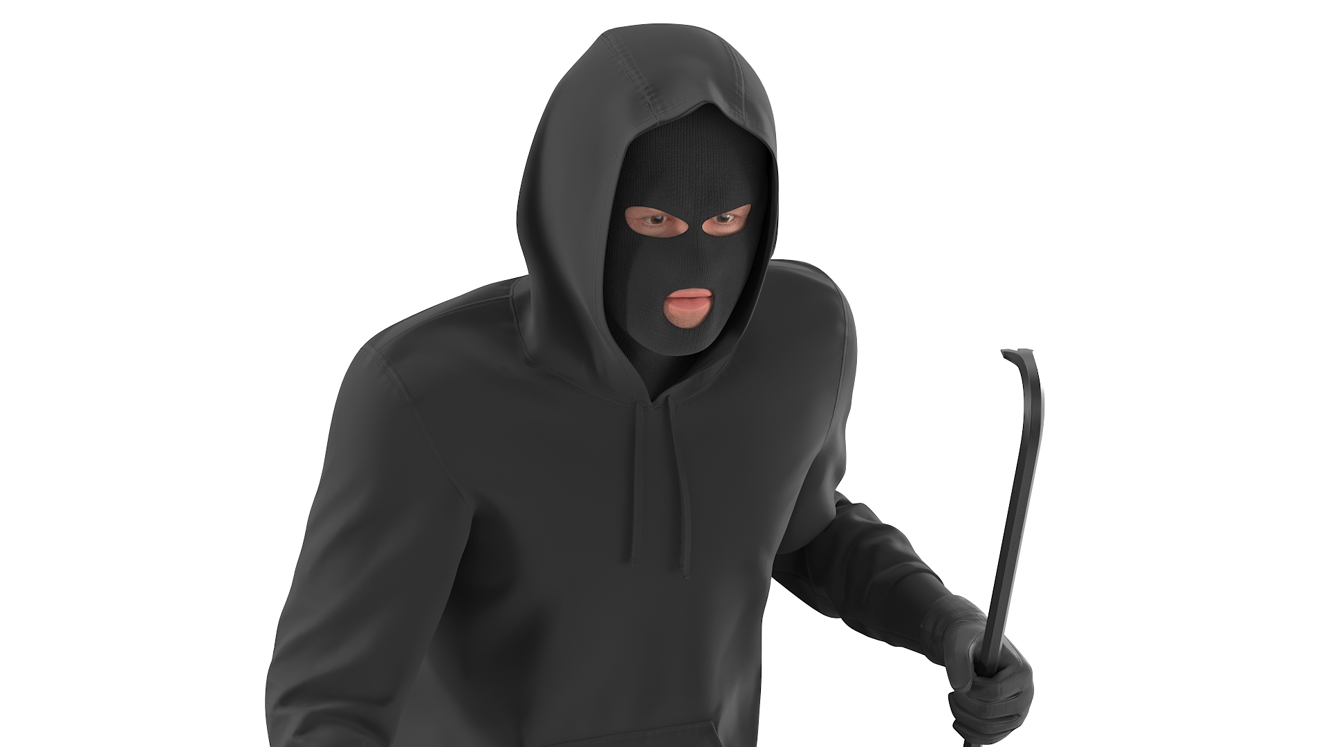 3D model Robber Wearing Mask and Hood Rigged