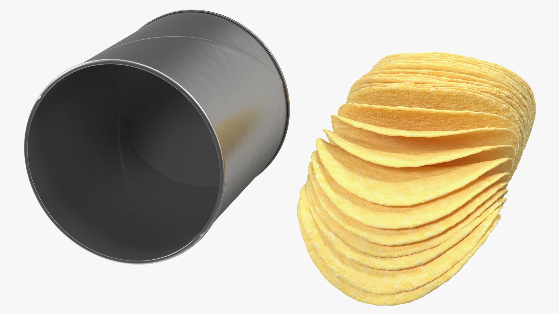 3D Open Small Potato Chips Foil Tube model