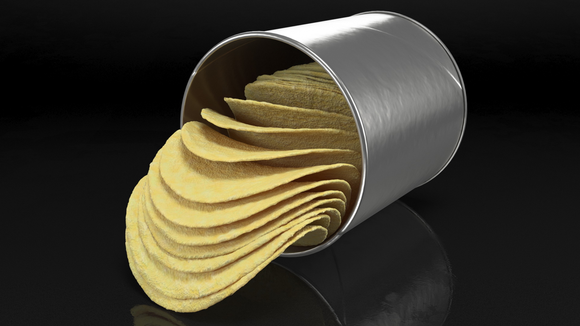 3D Open Small Potato Chips Foil Tube model