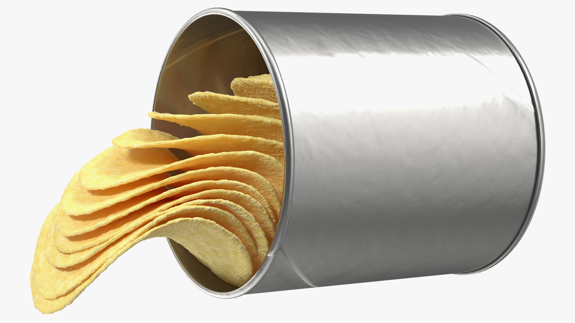 3D Open Small Potato Chips Foil Tube model