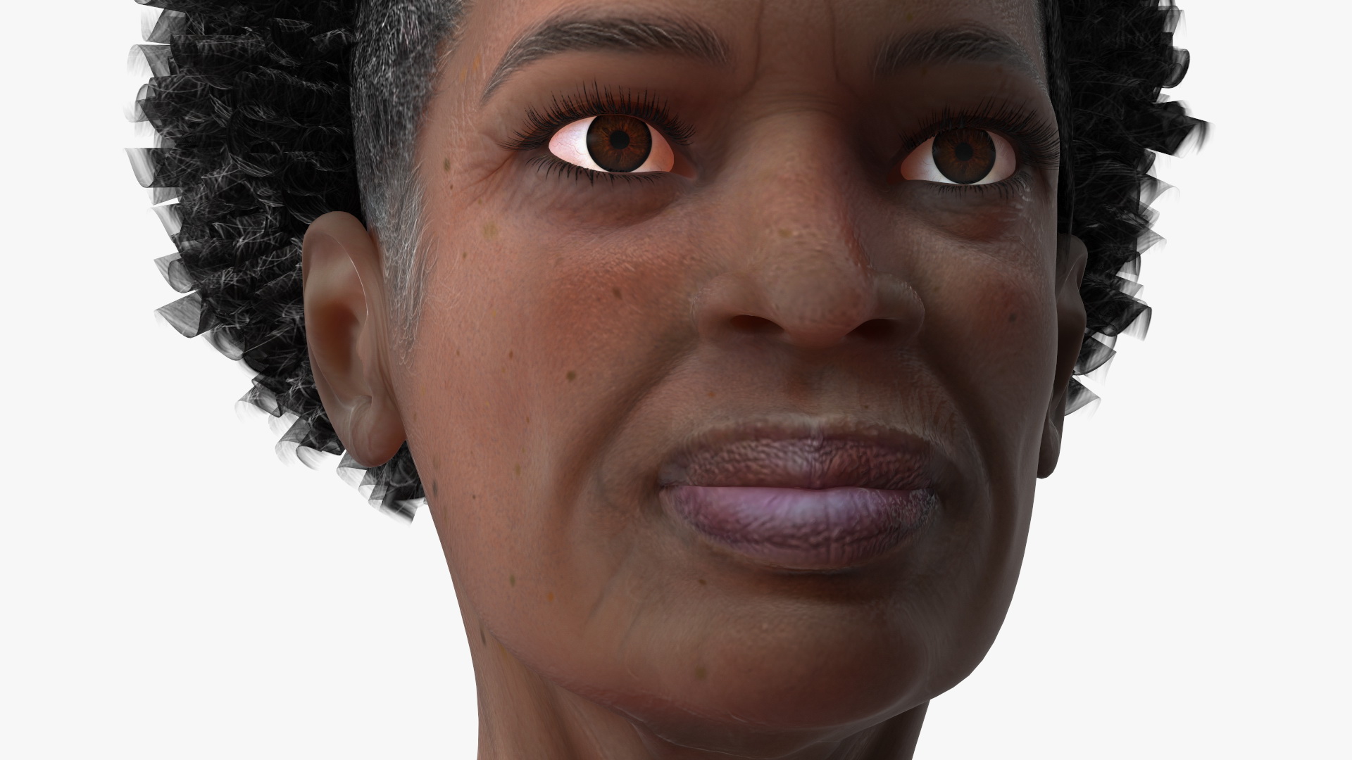 3D Afro American Grandma Head